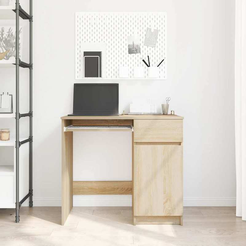 Bureau – Schrijftafel – Computertafel – Werkplek – Kantoormeubel – Sonoma Eiken – Compact 86x49x76 cm – Stevig Spaanplaat