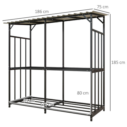 Houtopslag – Brandhoutrek – Haardhoutrek – Houtrek – Houtberging – Gepoedercoat Staal – Waterdicht Dak 1,17 m³ – Draagvermogen 100 kg