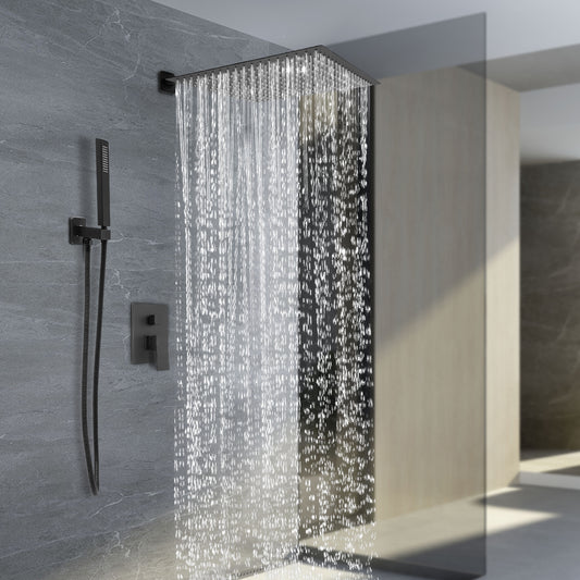 Regendouche – Douchekop – Douchepaneel – Douchekraan – Douche Set – Mat Zwart – 40x40 cm – Massief Messing – 360° Draaibaar – Wandmontage