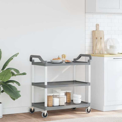 Keukentrolley – Opbergtrolley – Serveerwagen – Keukenwagen – Trolley met 3 Niveaus – Aluminium – 99x50x96 cm – Stevige Wielen met Rem