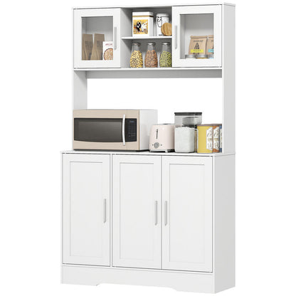 Keukenkast – Keukenmeubel – Opbergkast – Buffetkast – Keukenonderkast – Scandinavisch Design – 4 Glazen Deuren – Verstelbare Legplanken – Wit MDF & Spaanplaat – Duurzaam & Strak