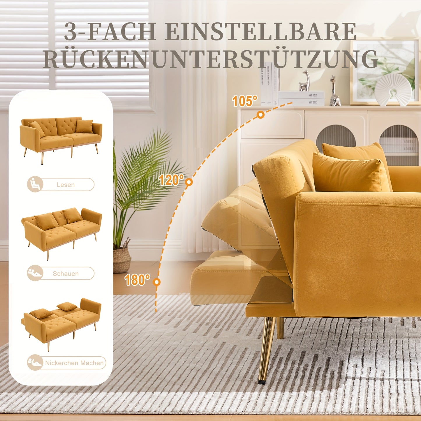 Multifunctionele Slaapbank – Slaapbank – Bedbank – Loungesofa – Modulair Bankstel – Grijs – Wisselbare Chaise Lounge – Opbergruimte Onder Zitting – Bamboe Frame