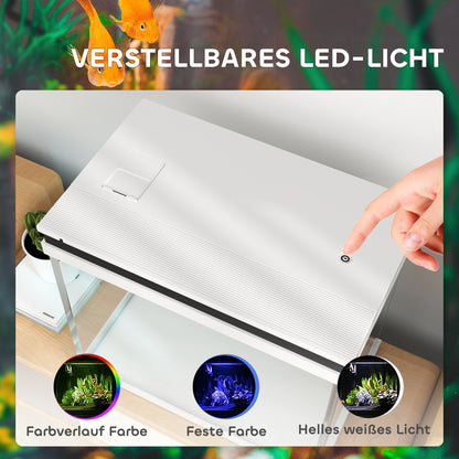 Aquarium – Visbak – Vistank – Aquariumset – Aquariumkast – 41 Liter Inhoud – Kleurveranderende LED Verlichting – Filter Systeem – Wit