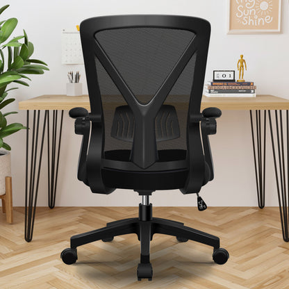 AIIDO Ergonomic Office Chair with Breathable Mesh Backrest, Foldable & Adjustable Armrests, Pressure-Relieving Memory Foam Seat – Tilt Adjustment, Sturdy 5-Wheel Base, 150kg Capacity – Perfect for Long Hours at Home, Desk