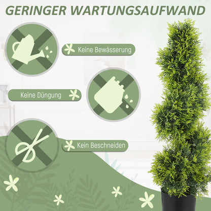 Kunstcipres – Kunstplant – Nepplant – Kunstboom – Groene Plant – Onderhoudsvrij – 90 cm Hoog – Spiraalvormige Kunstplant in Pot