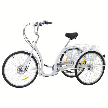 Stadsfiets – Fiets Voor Volwassenen – Comfortabele Stadsfiets – Functionele Fiets – Urban Bike – 6 Versnellingen – Schijfrem & Voormand – Wit