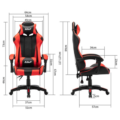 Gamingstoel – Bureaustoel – Computstoel – Racerstoel – Ergonomische Stoel – Verstelbare Rugleuning – Memory Foam Zitting – Kunstleren Bekleding – Rood
