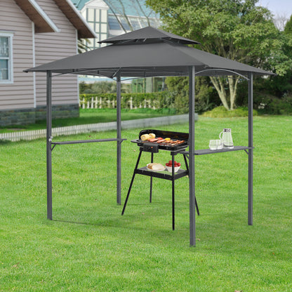 Tuinpaviljoen – Partytent – Prieel – Pergola – BBQ Paviljoen – Stevig Gepoedercoat IJzeren Frame – Waterafstotend Dubbel Polyester Dak 250x241x151 cm