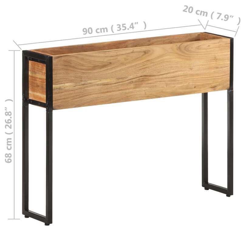 Bloemrek – Plantenrek – Bloemenstandaard – Plantenhouder – Plantenbak – Massief Acaciahout – Weerbestendig – 90x20x68 cm
