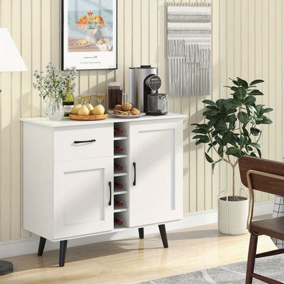 Buffetkast – Sideboard – Dressoir – Opbergkast – Wijnkast – 90x40x79 cm – Verstelbare Planken & Anti-Kantelbeveiliging – Metalen Poten & MDF Wit