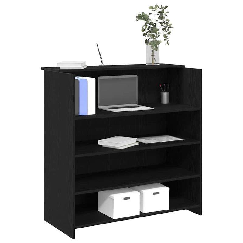 Ontvangstbalie – Receptiebalie – Balie – Bureau – Ingangsbureau – Zwart Eiken Look – Opbergruimte Met Lade – Stevig Houten Frame – 100x50x103,5 cm