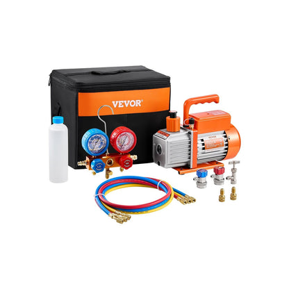 Vacuümpomp – Vacuümset – Manometerset – Koelinstallatiepomp – HVAC Pomp – Single-Stage 3,5 CFM – Compatibel met Meerdere Koelmiddelen