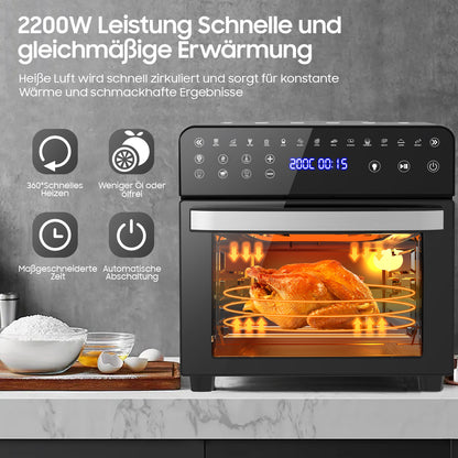Airfryer – Heteluchtfriteuse – Luchtfriteuse – XXL Friteuse – Heteluchtoven – 15 Liter – 2200W Vermogen – 13 Multifunctioneel