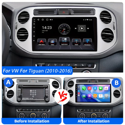9 Inch Android 15 Autoradio – 2 DIN Multimedia Speler – Touchscreen Head Unit – CarPlay Android Auto – Voor VW Tiguan 2010-2016 – HD IPS Scherm – Split Screen Functie