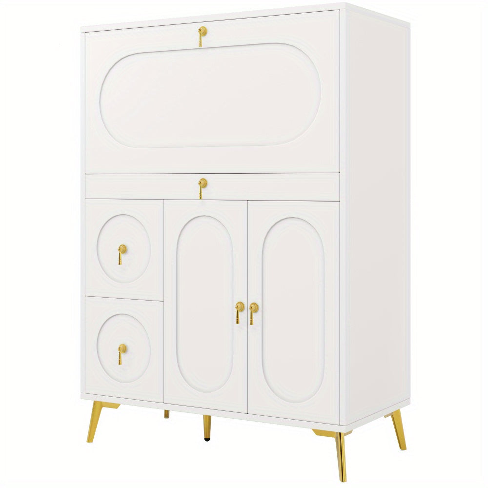 Sideboard | Kitchen Cabinet 100×50×140cm Storage Unit for Modern Folding Door Design, Minimalist Style & Multifunctional Use in Dining Rooms and Living Spaces, Spacesaving Furniture, Home Organization, Contemporary Design,