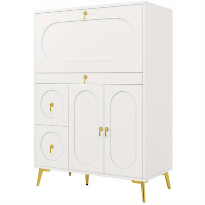 Sideboard | Kitchen Cabinet 100×50×140cm Storage Unit for Modern Folding Door Design, Minimalist Style & Multifunctional Use in Dining Rooms and Living Spaces, Spacesaving Furniture, Home Organization, Contemporary Design,
