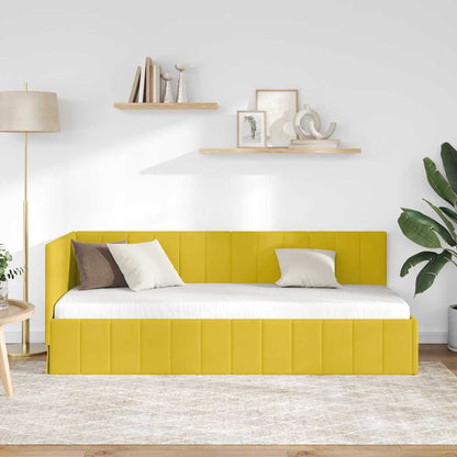 Bedframe – Bed – Eenpersoonsbed – Slaapbank – Kinderbed – Blauw Velvet Hoofdbord – Stevig Plaatmateriaal – Lattenbodem 80x200 cm