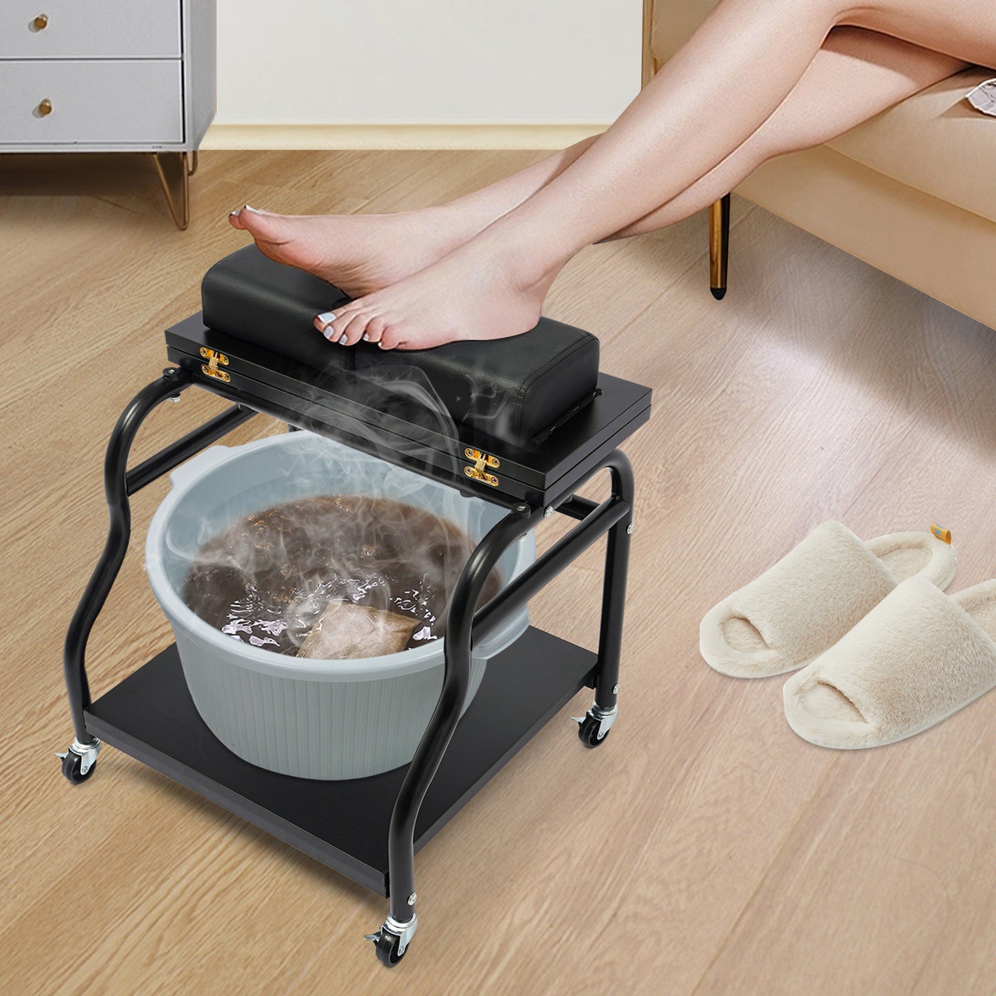 Salon Trolley Cart – Salonwagen – Beauty Trolley – Werkstation – Opbergwagen – Verstelbare Hoogte – 4 Remmenwielen