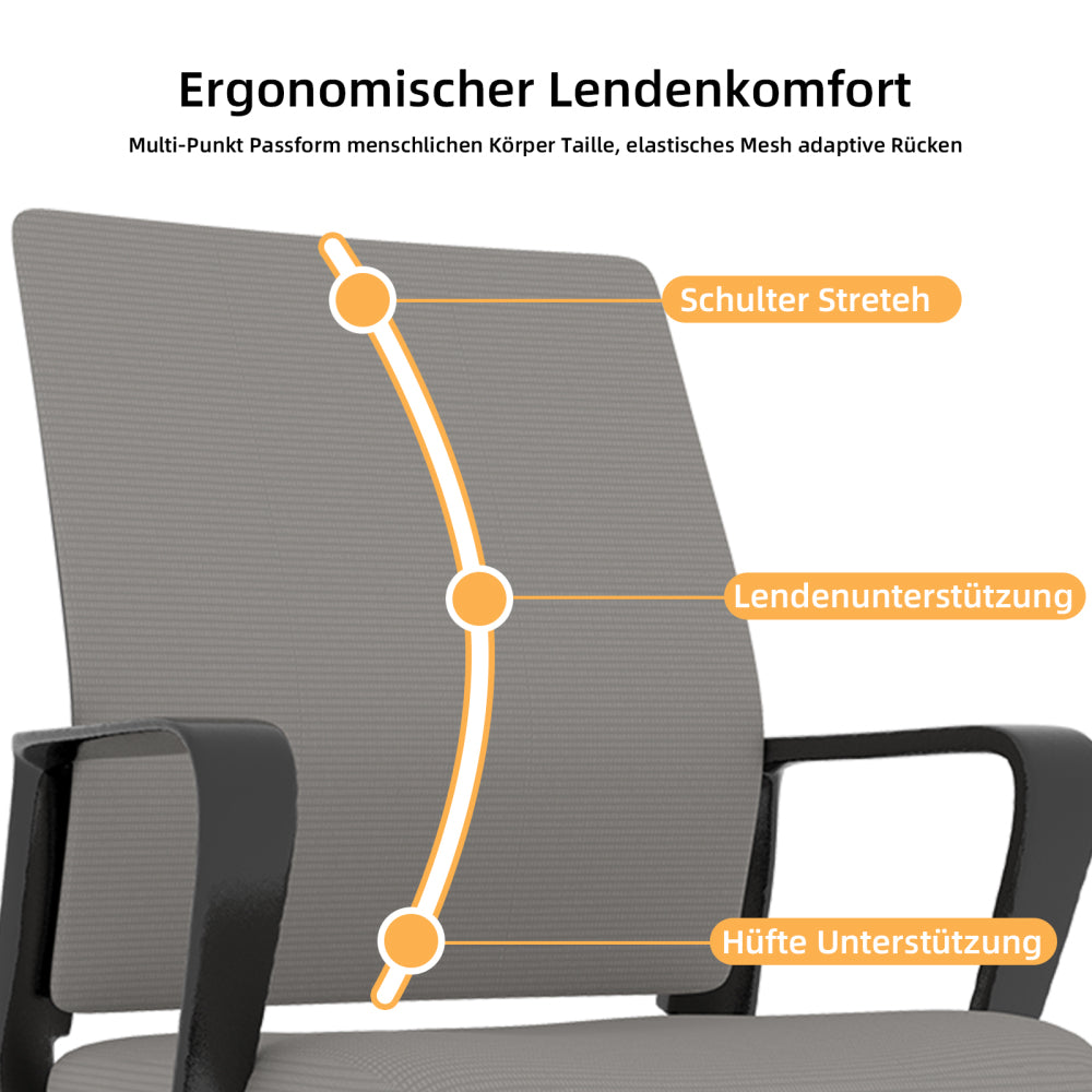 Bureaustoel – Ergonomische Stoel – Office Chair – Kantoorstoel – Draaistoel – 360° Draaibaar – Verstelbare Zithoogte – Met Metalen Frame – Comfortabel Kussen