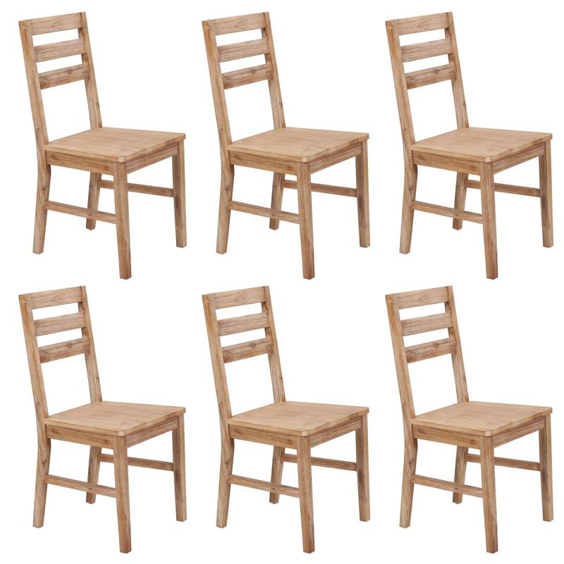Eetkamerstoelen – Stoelen – Houten Stoelen – Houten Eetkamerstoelen – Acacia Stoelen – Set van 6 – Massief Acaciahout – Comfortabele Polyester Zitting