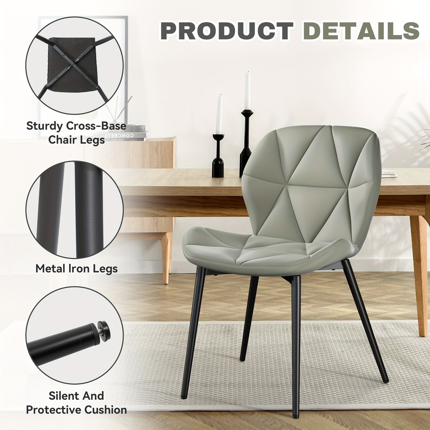Eetkamerstoelen – Stoelen – Kuipstoelen – Barkrukken – Designstoelen – Set van 2 Mid-Century – Boucle Bekleding – Metalen Frame