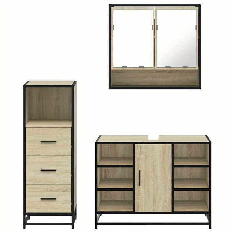 Badkamermeubelset – Badkamermeubels – Badkamerkast – Badkamermeubel – Meubelset – Sonoma Eiken – Duurzaam Hout – Compact Ontwerp