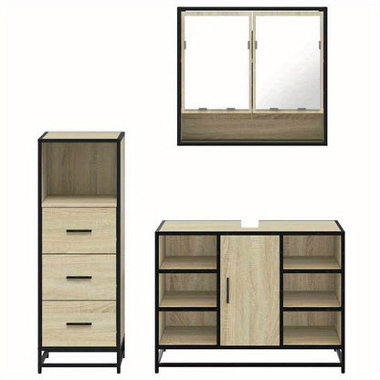 Badkamermeubelset – Badkamermeubels – Badkamerkast – Badkamermeubel – Meubelset – Sonoma Eiken – Duurzaam Hout – Compact Ontwerp