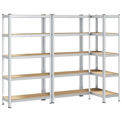 Opbergrek – Opbergkast – Stellingkast – Opbergrekken – Stellingrek – 5 Laags – Set Van 3 – Staal En Hout