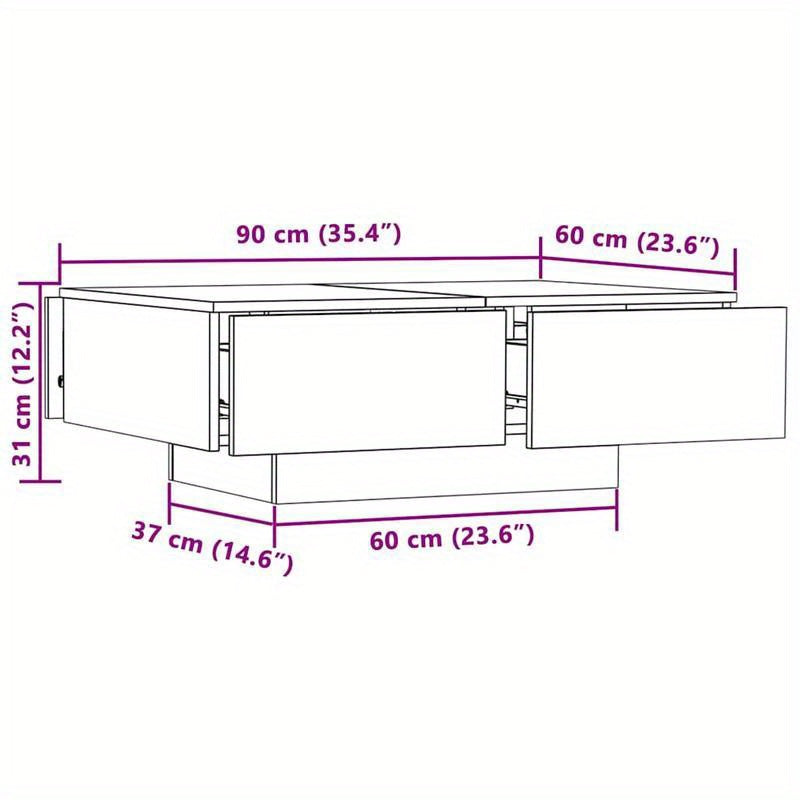 Salontafel – Woonkamertafel – Bijzettafel – Koffietafel – Tafel – Eiken – Uitklapbaar Blad – Verstopte Opbergruimte