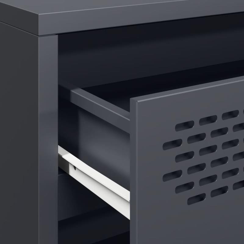 Modern Minimalist Sideboard Cabinet - Cold-Rolled Steel Construction, 3 Drawers, Heavy-Duty Storage for Living Room, Office, Dining Area - Easy Assembly Required - Anthracite Grey Finish, Living Room Storage