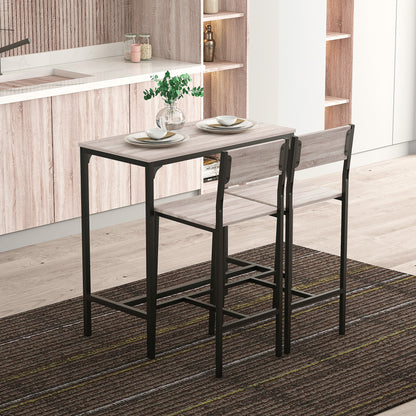 Barset – Barkrukken – Bartafel – Eettafel Set – Bistroset – Natuurlijk Hout – Zwart Metalen Frame – 2 Stoelen Met Rugleuning – Compact & Stijlvol