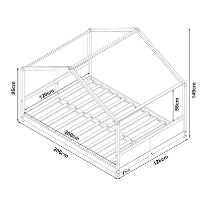 Kinderbed Huisvorm – Huisbed – Bedhuis – Houten Kinderbed – Bedje – 140x200 cm – Massief Dennenhout – Eenvoudige Montage