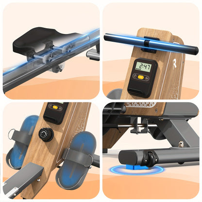 Roeitrainer – Roeimachine – Fitnessapparaat – Hometrainer – Workoutmachine – Magnetische Weerstand 16 Niveaus – Compact Verticaal Opvouwbaar – Grijs – 150 kg Draaggewicht – Draadloze Monitor