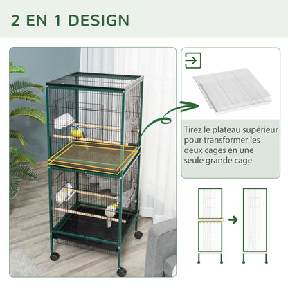 Vogelkooi Binnen – Vogelkast – Vogelkooi Groot – Vogelkooi Met Wieltjes – Vogel Kooi Groen – Ruime Metalen Kooi – 4 Deuren – Makkelijk Verplaatsbaar