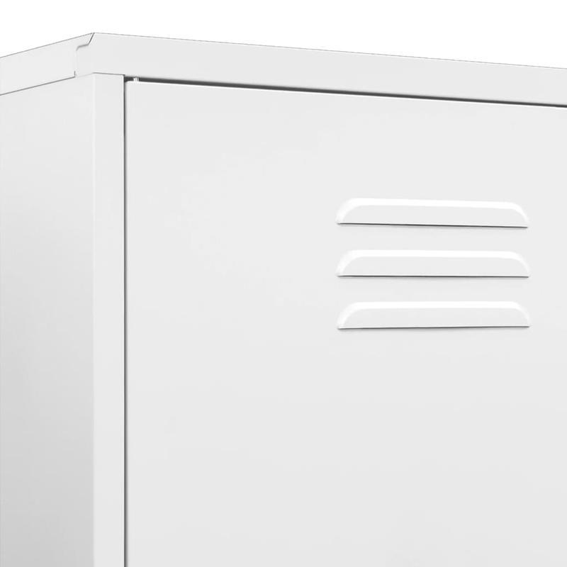 Witte Stalen Kast – Opbergkast – Bergkast – Kast Met Deuren – Stalen Opbergmeubel – 90x50x180 cm – Robuust Staal Met Houten Elementen