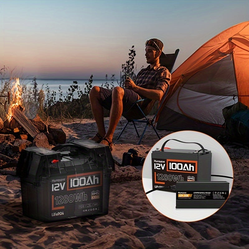 Li-ion Accu – LiFePO4 Accu – Oplaadbare Batterij – 12V 100Ah Accu – Batterij Pack – Lange Levensduur – Ingebouwd Beveiligingssysteem