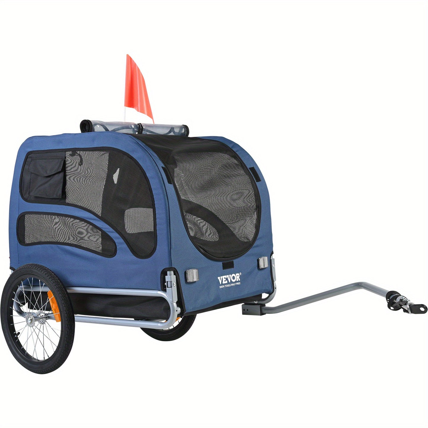 Hondenfietskar – Hondenkar – Fietskar Honden – Huisdieren Fietskar – Draagbare Hondenkar – Draagvermogen 45,36 kg – Opvouwbaar Frame – Reflecterende Veiligheidsvlag