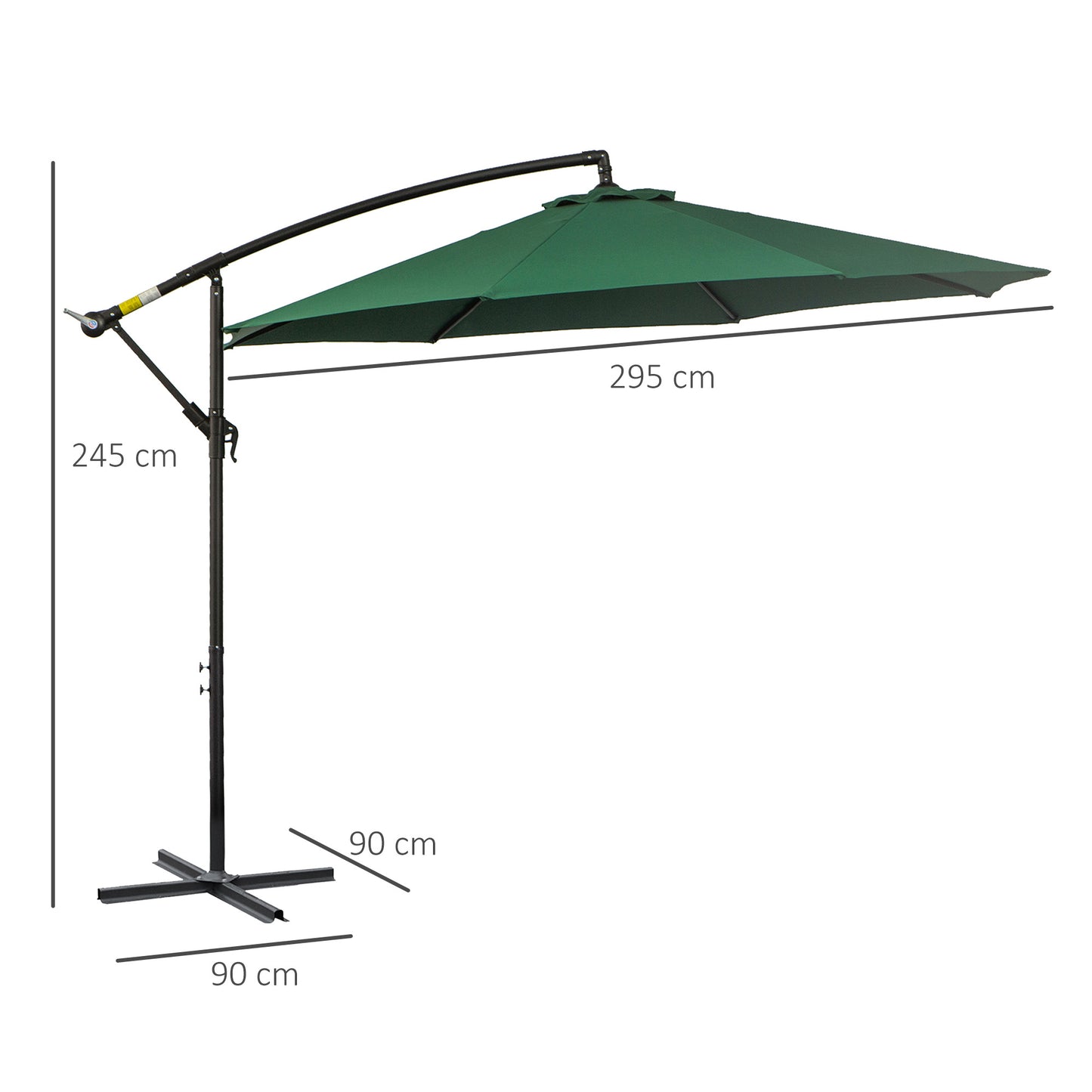 Parasol – Tuinparasol – Zonnescherm – Buitenparasol – Terrasparasol – Crèmekleurig – Diameter 3 Meter – Stalen Frame – Handmatige Kurkbediening