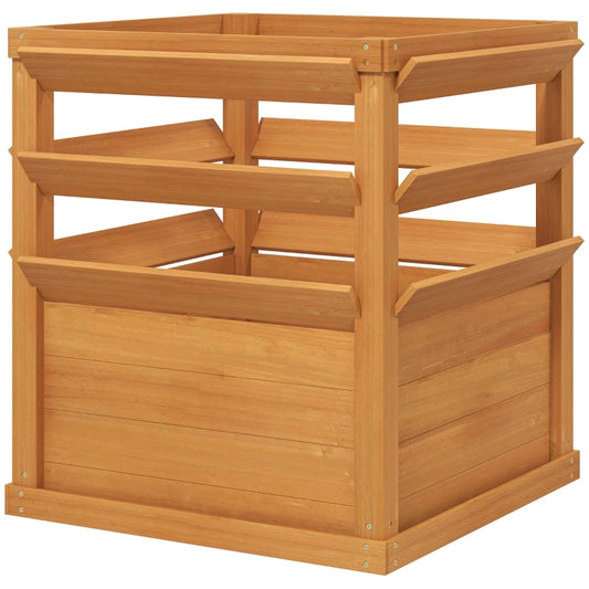 Hoogtebak Tuin – Verhoogd Plantenbed – Moestuinbak – Kruidenbak – Bloembak – Massief Dennenhout – Klimrek – Open Bodem – Compact 65x65x73 cm