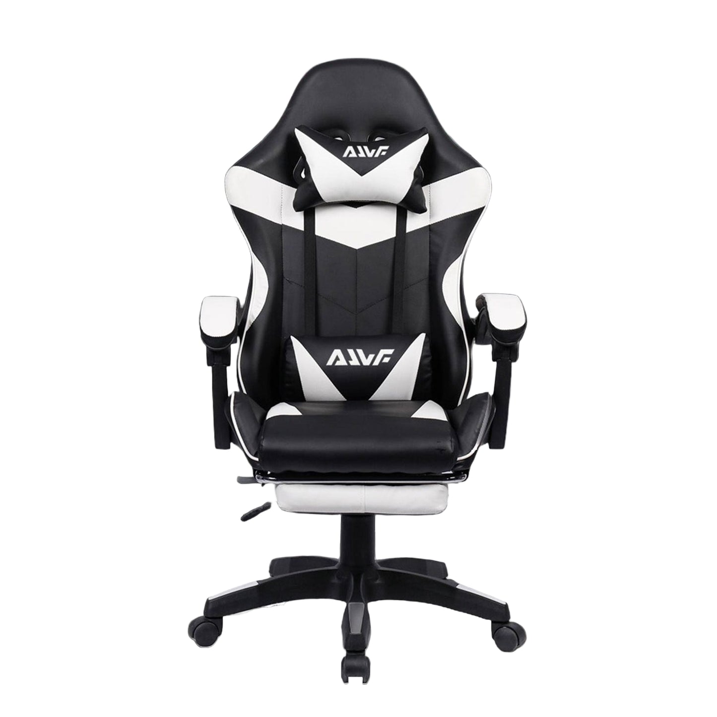 Gamingstoel – Gamestoel – Gaming Chair – Game Stoel – Bureaustoel – Ergonomisch Ontwerp – Verstelbare Voetsteun – Zwart/Wit – Kunstleer