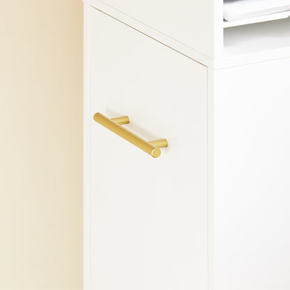 Printerstandaard – Rollende Printerkast – Bureau Organizer – Opbergkast – Mobiele Printertafel – Compact 60x33x100 cm – MDF Wit