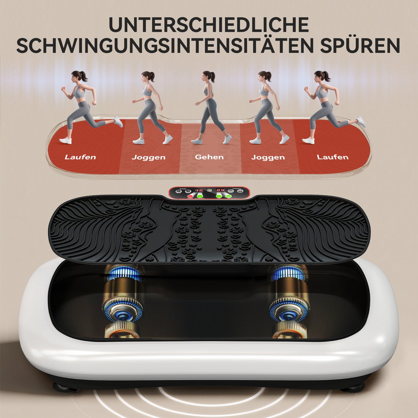 Vibratieplaat – Trillingsplaat – Balansbord – Fitnessplaat – Trainingsapparaat – 99 Instelbare Snelheidsniveaus – Inclusief 2 Fitnessbanden – Compact 73x40x13 cm – Wit/Zwart