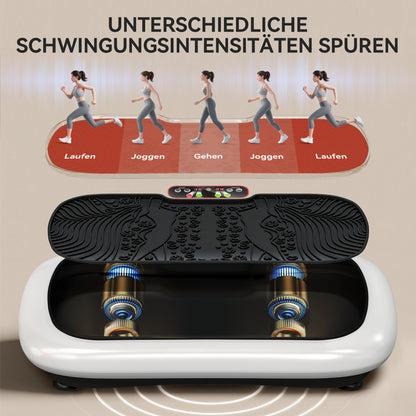 Vibratieplaat – Trillingsplaat – Balansbord – Fitnessplaat – Trainingsapparaat – 99 Instelbare Snelheidsniveaus – Inclusief 2 Fitnessbanden – Compact 73x40x13 cm – Wit/Zwart