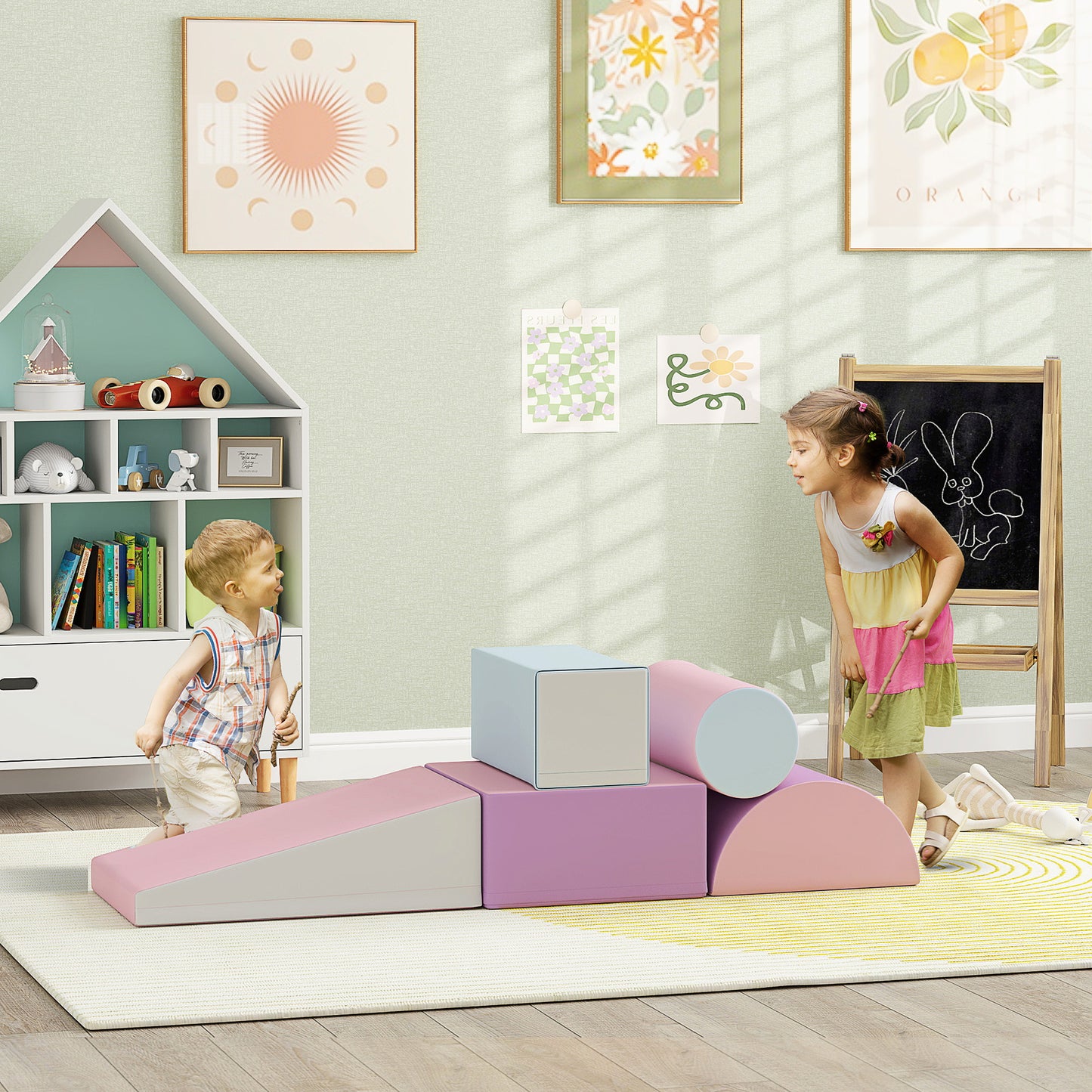 Zachte Speelkubussen – Foam Blokken – Speelblokken – Bouwen Voor Kinderen – Speelblokken Baby – Veilig Kunstleer – 5-delige Set Multikleur