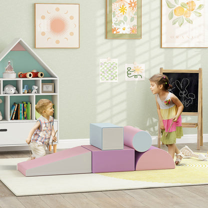 Zachte Speelkubussen – Foam Blokken – Speelblokken – Bouwen Voor Kinderen – Speelblokken Baby – Veilig Kunstleer – 5-delige Set Multikleur