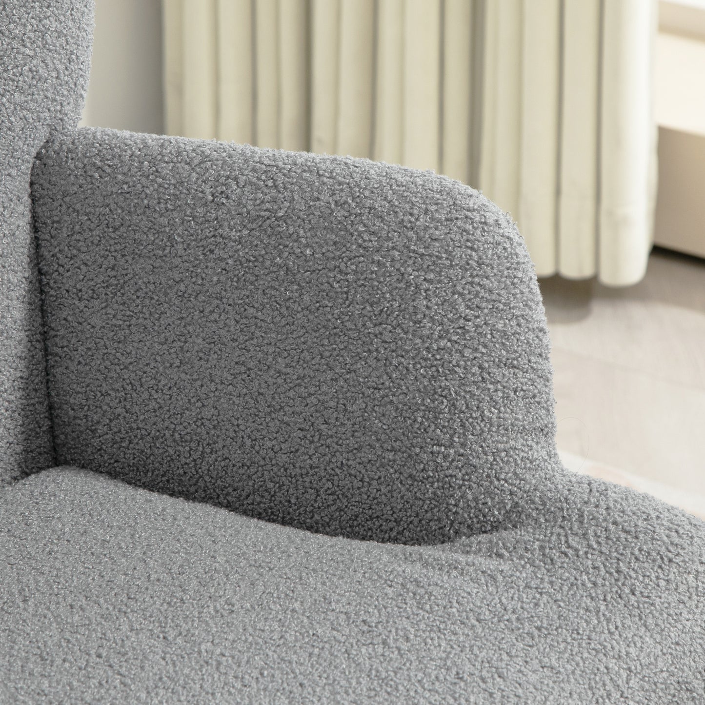 Fauteuil – Lounge Chair – Leunstoel – Relaxstoel – Zitstoel – Met Voetenbank – Ergonomische Hoog Rugleuning – Goudkleurige Metalen Pootjes – Grijs Stof – Modern Design