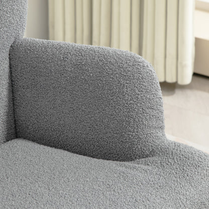 Fauteuil – Lounge Chair – Leunstoel – Relaxstoel – Zitstoel – Met Voetenbank – Ergonomische Hoog Rugleuning – Goudkleurige Metalen Pootjes – Grijs Stof – Modern Design