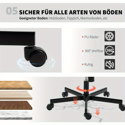 Bureaustoel – Office Chair – Bureaustoel Zonder Armleuningen – Draaistoel – Bureaustoelen Met Wieltjes – Lichtbruin – Verstelbare Zithoogte – Extra Kussen Voor Comfort