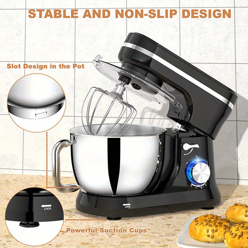 Elektrische Standmixer – Keukenmixer – Deegmixer – Mengmachine – Bakmixer – Zwart – 4,2 Liter Mengkom – 6 Snelheidsstanden Met Kantelbaar Kopstuk En Vergrendeling