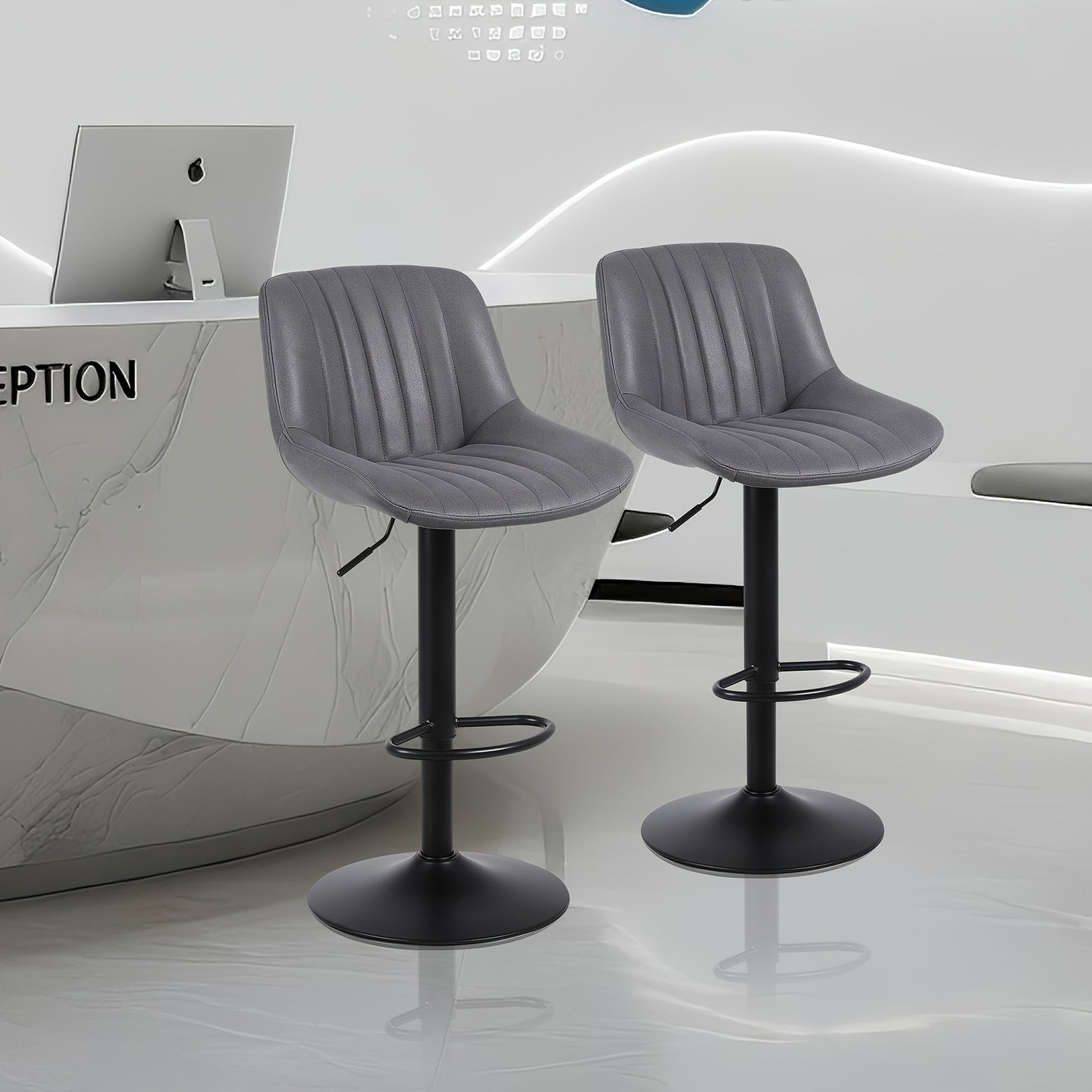 Barkrukken – Barstoelen – Krukken – Keukenstoelen – Ontbijtbarstoelen – Set Van 4 – Verstelbare Zithoogte – 360° Draaibaar Met Rugleuning